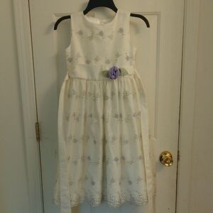 Elegant Ivory and Purple Kids Dress